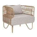 CREAM METAL ARMCHAIR WITH WHITE PILLOWS 76Χ66Χ65CM