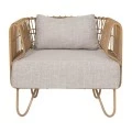 CREAM METAL ARMCHAIR WITH WHITE PILLOWS 76Χ66Χ65CM
