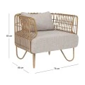 CREAM METAL ARMCHAIR WITH WHITE PILLOWS 76Χ66Χ65CM