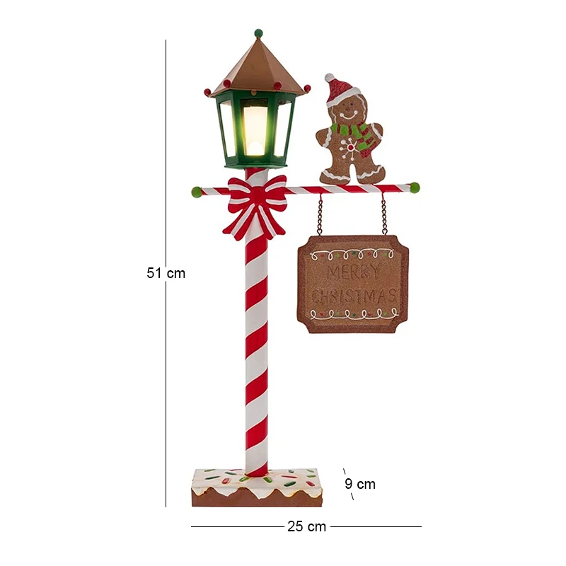 LED METAL GINGERBREAD MAILBOX 25X9X51CM