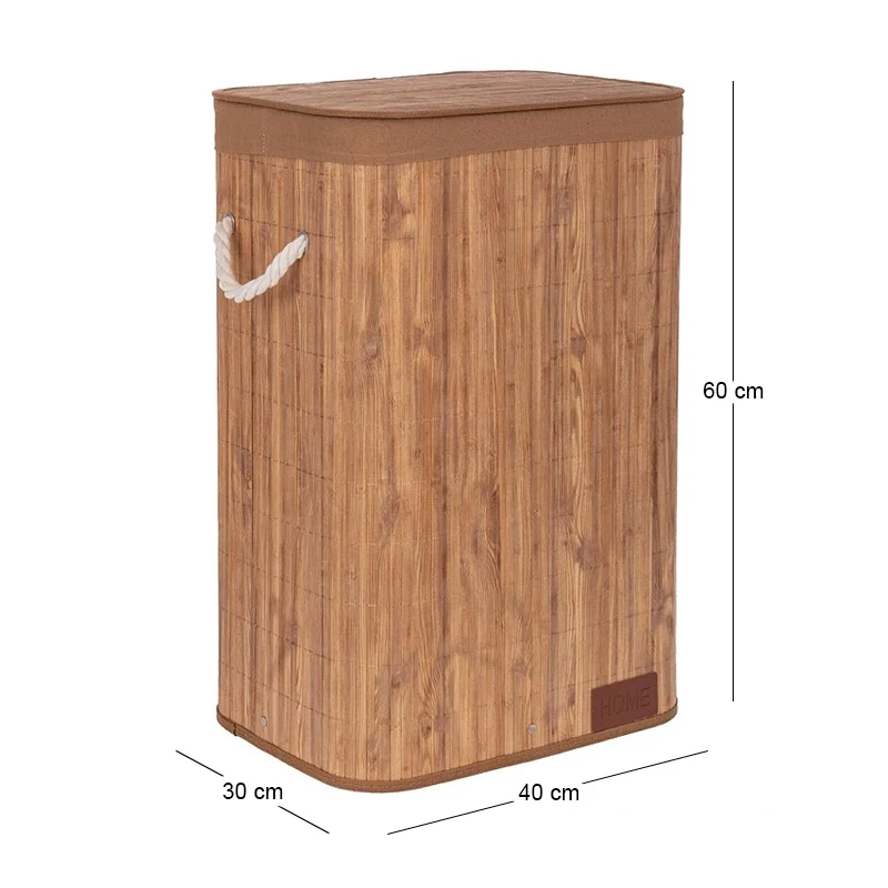 NATURAL BAMBOO LAUNDRY BASKET 40X30X60CM