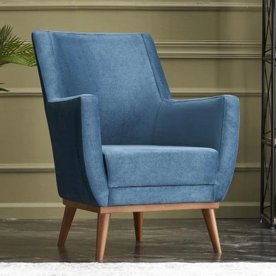 Gonca Megapap velvet armchair in blue color 71x75x87cm.