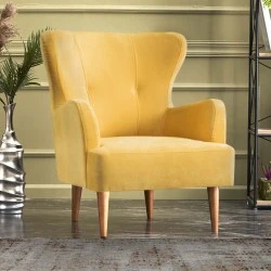 Karina Megapap velvet armchair in yellow color 69x60x88cm.