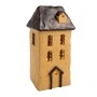 CREAM POLYRESIN ILLUMINATED HOUSE DΙCOR WITH BLACK ROOF 9,5X8,5X19,5CM