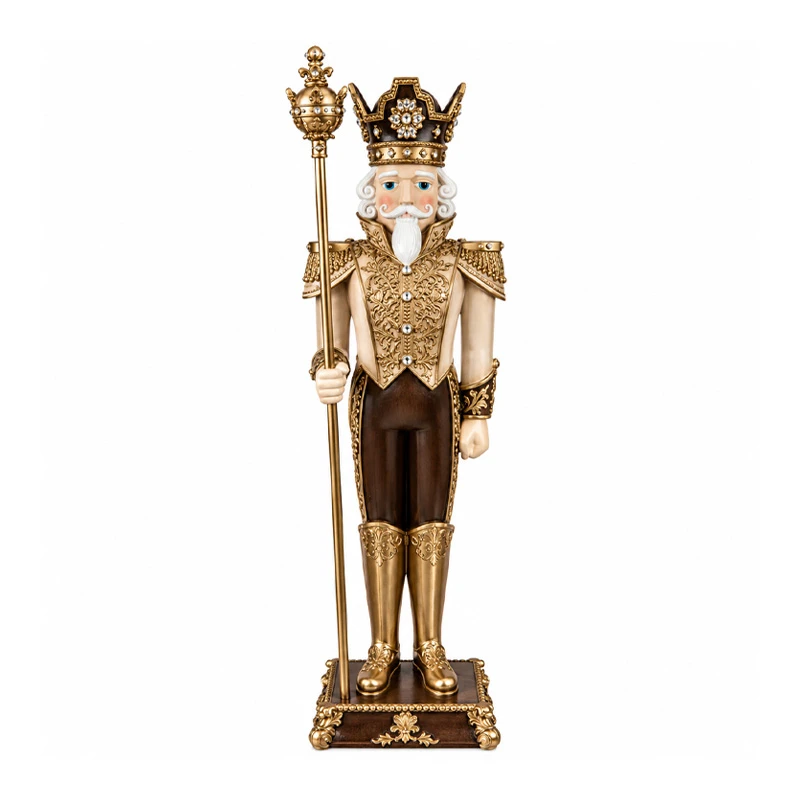 XMAS \nBEIGE BROWN POLYRESIN NUTCRACKER WITH GENERAL UNIFORM 53X46X180CM