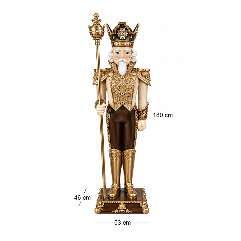 XMAS \nBEIGE BROWN POLYRESIN NUTCRACKER WITH GENERAL UNIFORM 53X46X180CM
