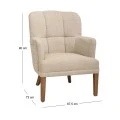 BEIGE FABRIC ARMCHAIR WITH WOODEN OAK LEGS 67,5X73X91,5CM