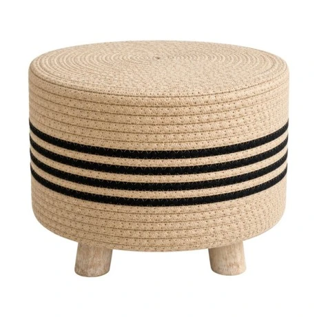 COTTON ROPE ROUND STOOL ΙΝ BEIGE COLOR D29X28CM