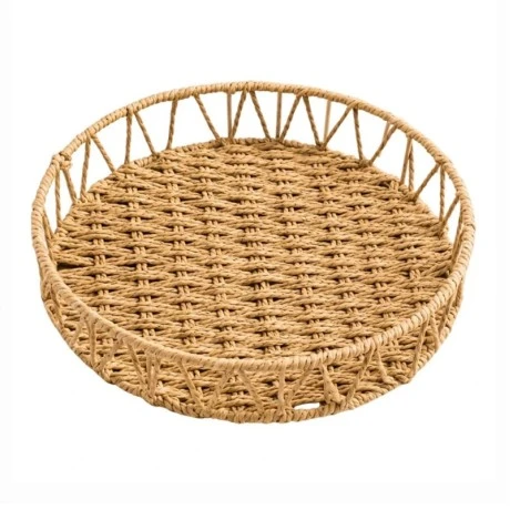 NATURAL ROPE TRAY IN BEIGE COLOR D30X6CM
