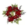 XMAS BURGUNDY POINSETIA WREATH 60CM