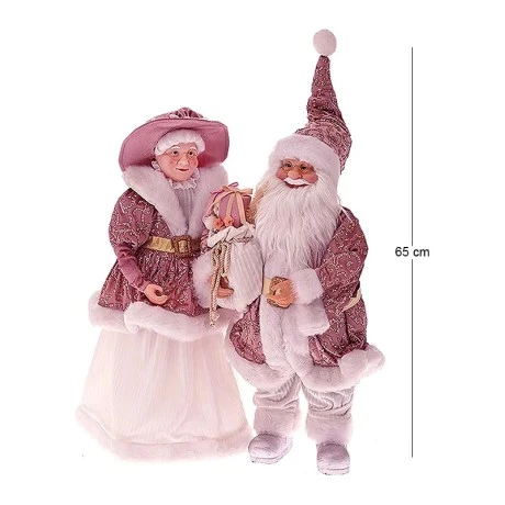 BURGUNDY VELVET MR. AND MRS SANTA SET 2 65CM