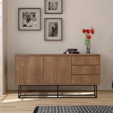 Amedeo Megapap melamine buffet in walnut color 140x36x72cm.