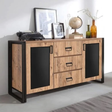 Atlas Megapap buffet made of melamine color atlantic pine - black 160x45x80cm.