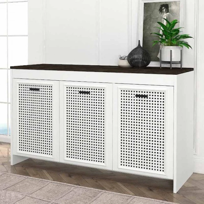 Μπουφές Galatea Megapap χρώμα λευκό - μαύρο rebab 120x45x75εκ.