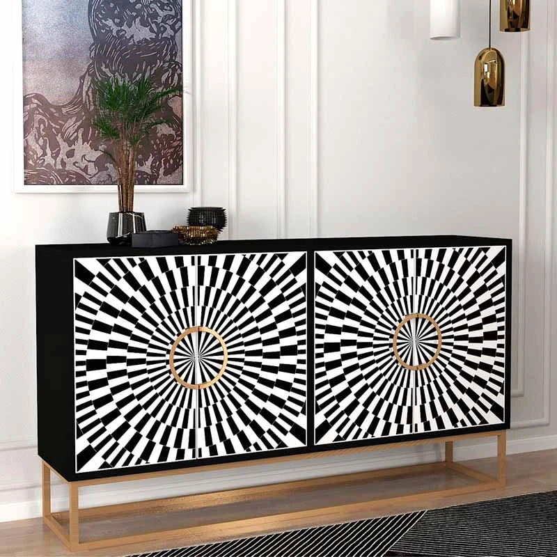 Gradel Megapap  melamine buffet in black - white color 150x35x83,6cm.
