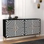Gradel Megapap  melamine buffet in black - white color 150x35x83,6cm.
