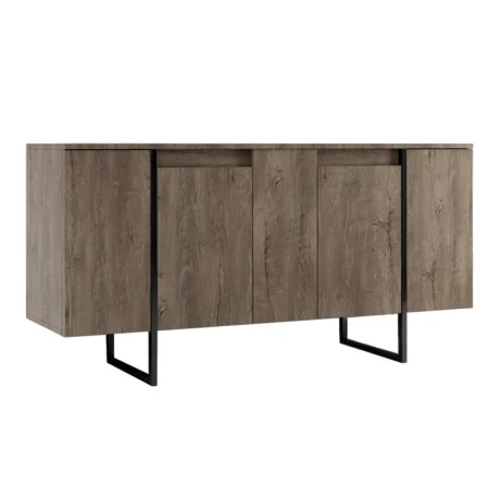 Luxe Megapap melamine buffet in walnut color 160x35x80cm.
