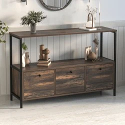 Mars Megapap melamine console in rustic walnut color 122x36x80.1cm. Mars Megapap melamine console in rustic walnut color 122x36x80.1cm.