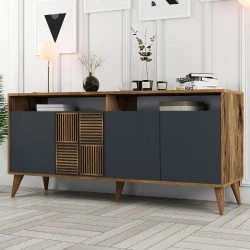 Μπουφές Milan Megapap χρώμα καρυδί - ανθρακί 180x35x78,6εκ. Μπουφές Milan Megapap χρώμα καρυδί - ανθρακί 180x35x78,6εκ.