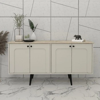 Sevilla Megapap melamine console in sandstone - travertine color 150x44.6x72.2cm.