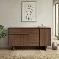 Μπουφές Capri Megapap χρώμα καρυδί milano 146x45x76,5εκ.