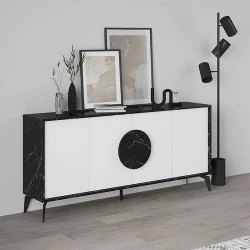 Gora Megapap melamine buffet in black marble - white color 180x35,6x82cm.