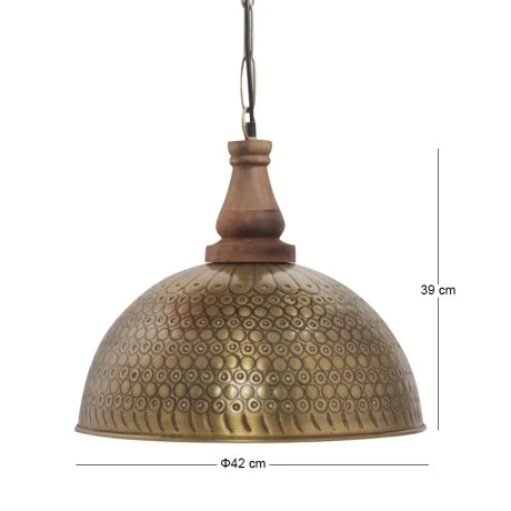 INDUSTRIAL VINTAGE BRASS HANGING LAMP 42X39CM
