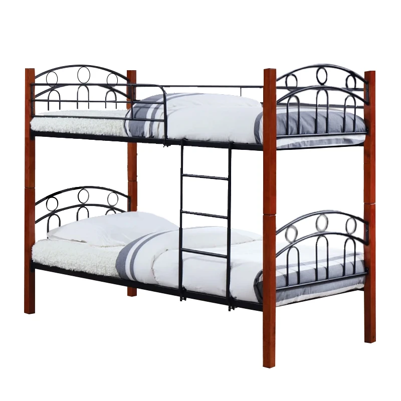 NORTON Double Deck Bed 90x190 Metal Black/Wood Walnut