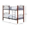 NORTON Double Deck Bed 90x190 Metal Black/Wood Walnut