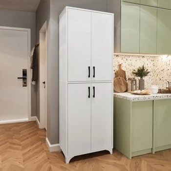 Ντουλάπα κουζίνας/μπάνιου Charlie Megapap χρώμα λευκό 62,6x35,8x186εκ.