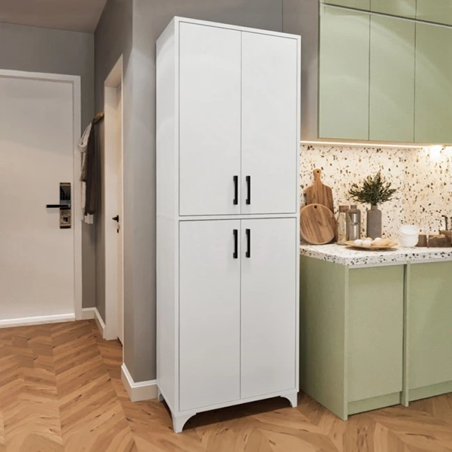 Charlie Megapap melamine kitchen/bathroom cabinet in white color 62,6x35,8x190,9cm.
