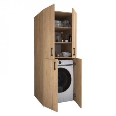 Millay Megapap melamine bathroom - laundry machine cabinet in sapphire oak color 70x70x180cm.