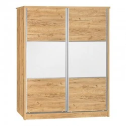 Wardrobe with 2 sliding doors Chase pakoworld in oak colour 152.5x56.5x185cm Wardrobe with 2 sliding doors Chase pakoworld in oak colour 152.5x56.5x185cm