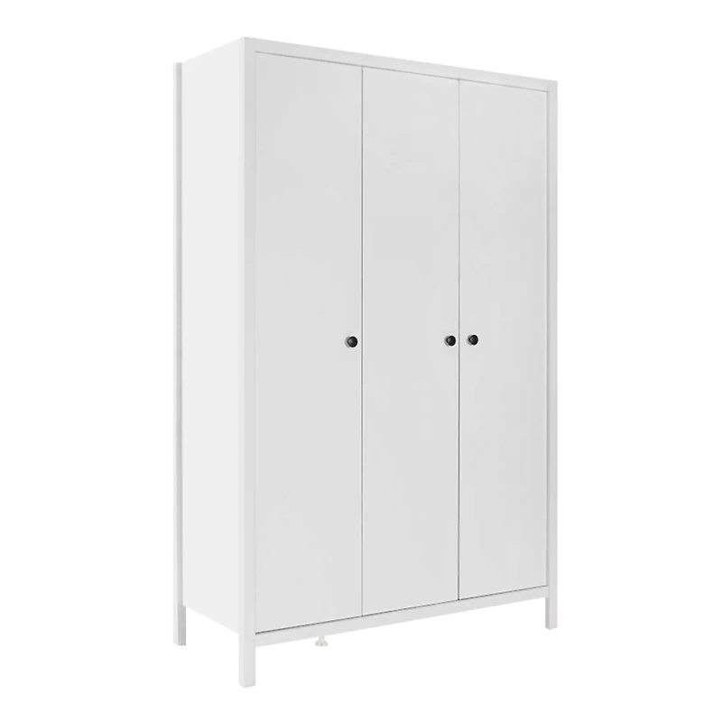 French Megapap 3 doors melamine wardrobe in white color 125x54x196cm.