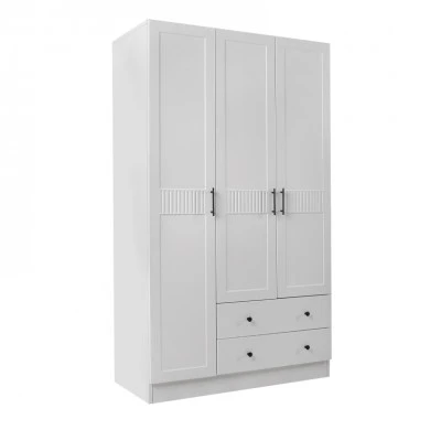 Ντουλάπα ρούχων Jenna Megapap τρίφυλλη με συρτάρια χρώμα λευκό 105x50x182εκ.