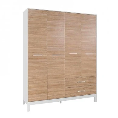 London Megapap 4 doors melamine wardrobe in oak - white color 159x52x202cm.