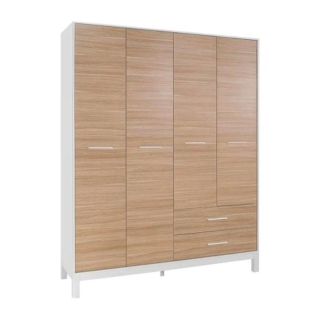 London Megapap 4 doors melamine wardrobe in oak - white color 159x52x202cm.