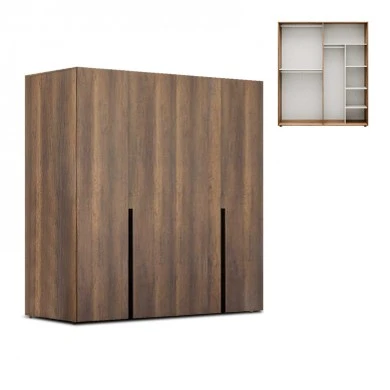 Oryana Megapap melamine four doors wardrobe in walnut color 180x62x210cm.
