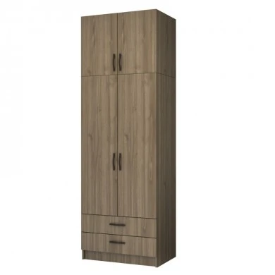 Ricardo Megapap two doors melamine wardrobe with cabinet in walnut color 80x51,8x240cm.