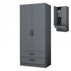 Ricardo Megapap two doors melamine wardrobe in anthracite color 80x51,8x181cm.