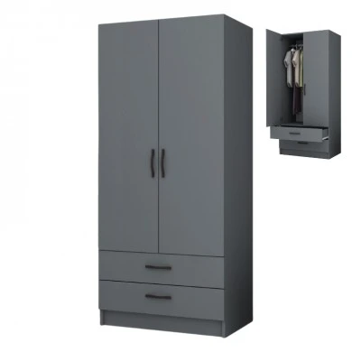 Ricardo Megapap two doors melamine wardrobe in anthracite color 80x51,8x181cm.