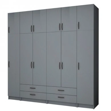 Ricardo Megapap six doors melamine wardrobe with cabinet  in anthracite color 240x51,8x240cm.