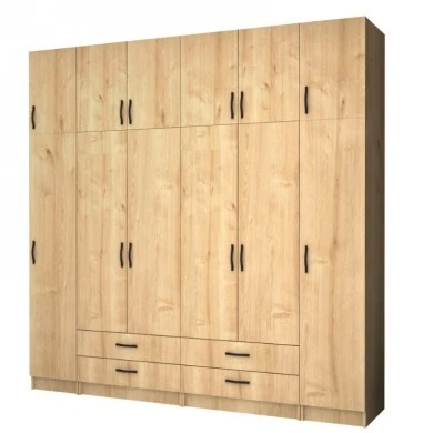 Ricardo Megapap six doors melamine wardrobe with cabinet  in oak color 240x51,8x240cm.