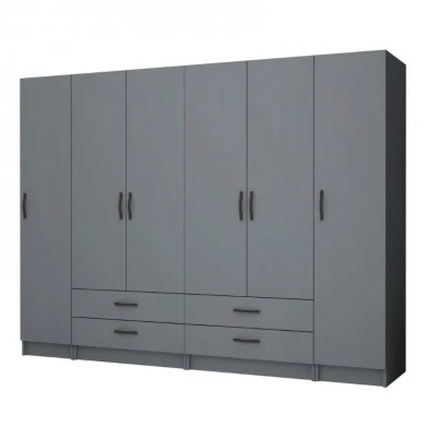 Ricardo Megapap six doors melamine wardrobe in anthracite color 240x51,8x181cm.