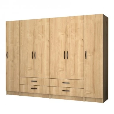 Ricardo Megapap six doors melamine wardrobe in oak color 240x51,8x181cm.