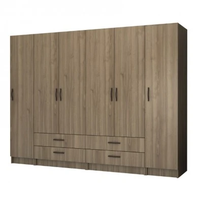 Ricardo Megapap six doors melamine wardrobe in walnut color 240x51,8x181cm.