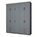 Ricardo Megapap five doors melamine wardrobe with cabinet in anthracite color 200x51,8x240cm.