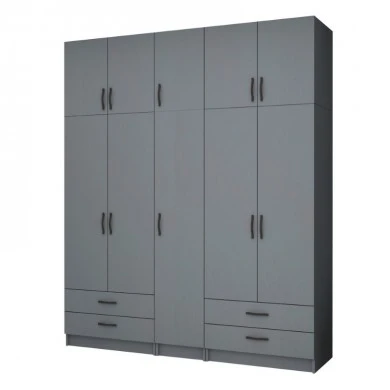 Ricardo Megapap five doors melamine wardrobe with cabinet in anthracite color 200x51,8x240cm.