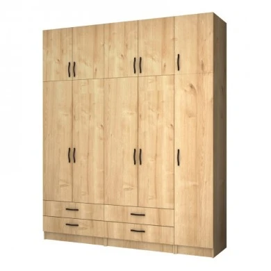 Ricardo Megapap five doors melamine wardrobe with cabinet in oak color 200x51,8x240cm.