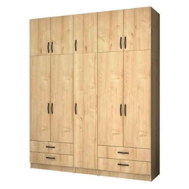 Ricardo Megapap five doors melamine wardrobe with cabinet in oak color 200x51,8x240cm.